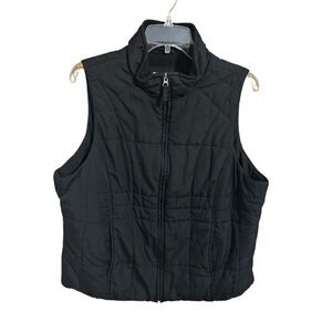 Althletic Works Woman Women’s Size 1X Black Quilted Zip Up Vest Pockets